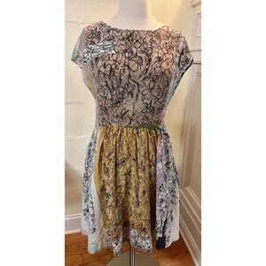 Anthropologie H By Helen Bullock 100%‎ Silk Daisy Scribble Dress Size 4
